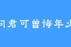 问君可曾悔年少