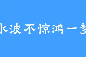 水波不惊鸿一梦