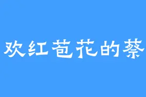 喜欢红苞花的蔡应